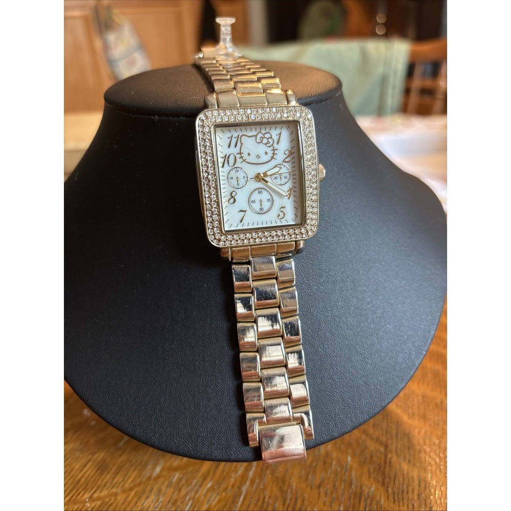 Sanrio Hello Kitty Women's Silver Watch W/ Double Rhinestones